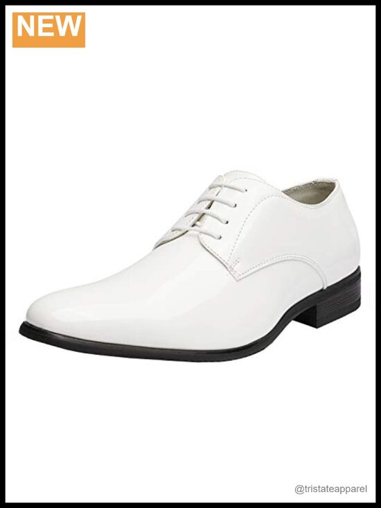 Faux Patent Leather Tuxedo Dress Oxfords with Soft Lining Cushioned Insole
